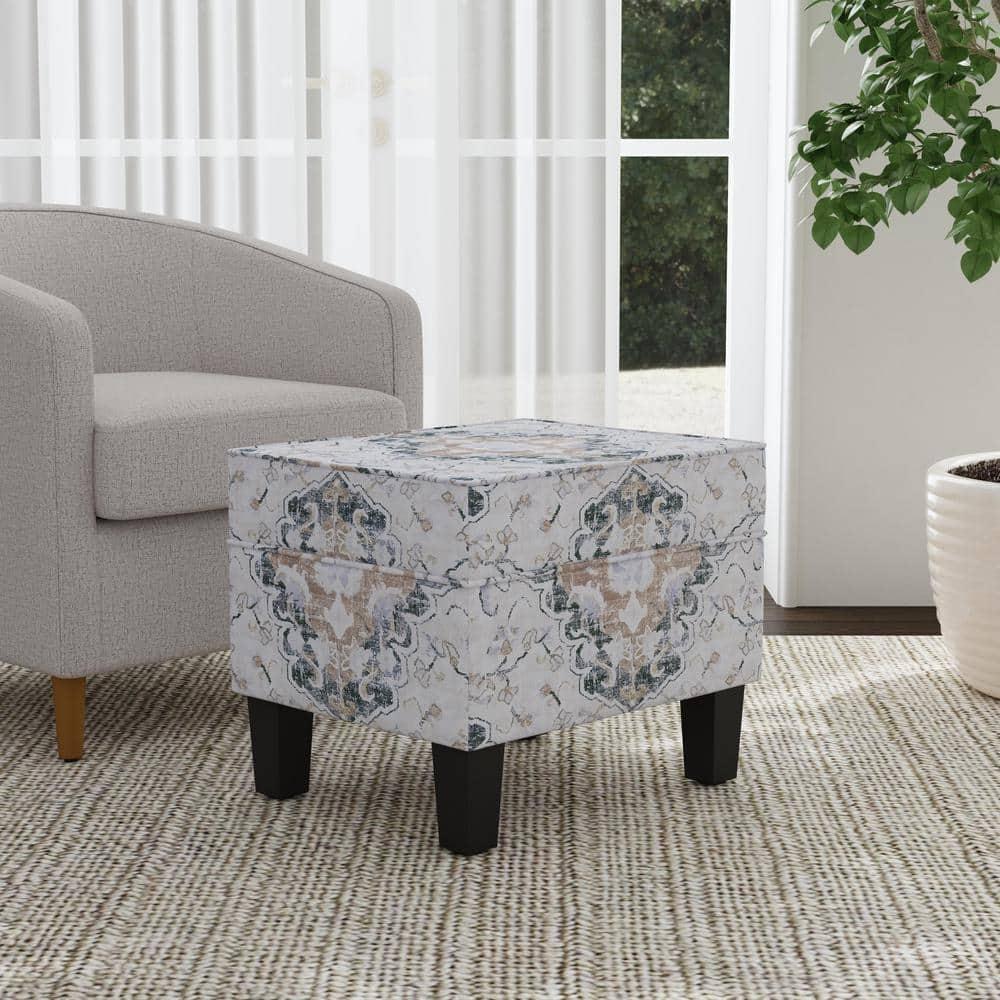 Medium Storage Ottoman Black - HomePop: Hinged Lid, Cotton Upholstery, Hardwood Frame