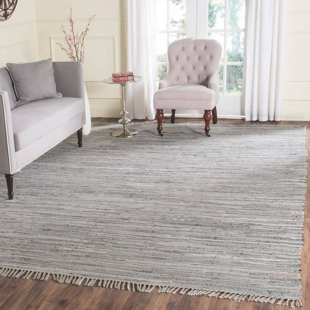 Rag Rug RAR121 Hand Woven Indoor Area Rug - 9'x9' - Grey - Safavieh