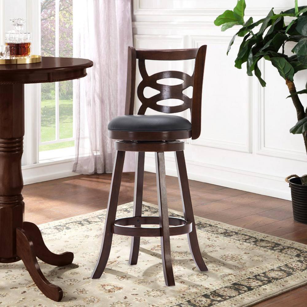 Seina Wood Swivel Barstool Cappuccino - Boraam: 360-Degree Swivel, Faux Leather Upholstery, 43.5" Height