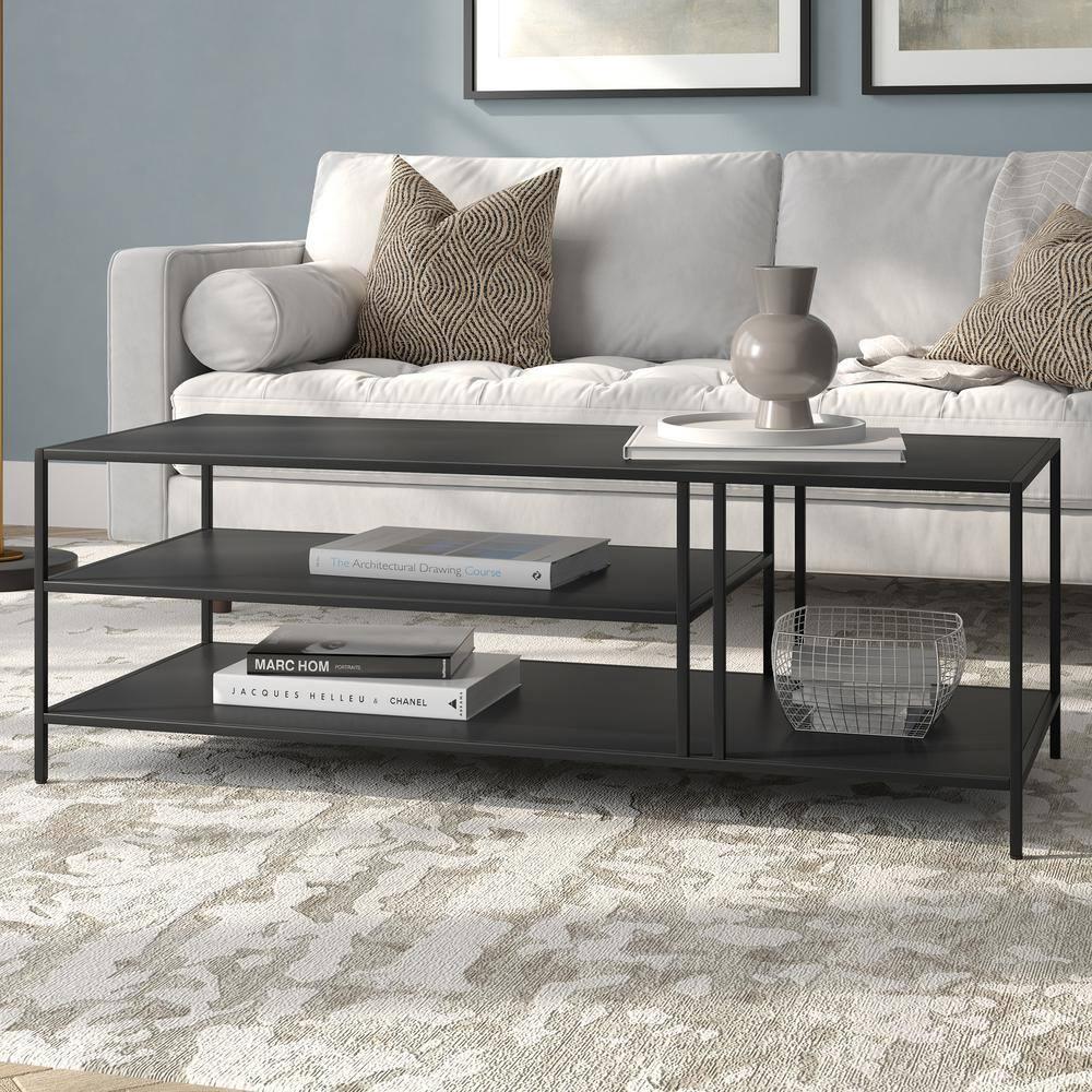 Evelyn&Zoe Cortland 48" Wide Rectangular Coffee Table in Blackened Bronze