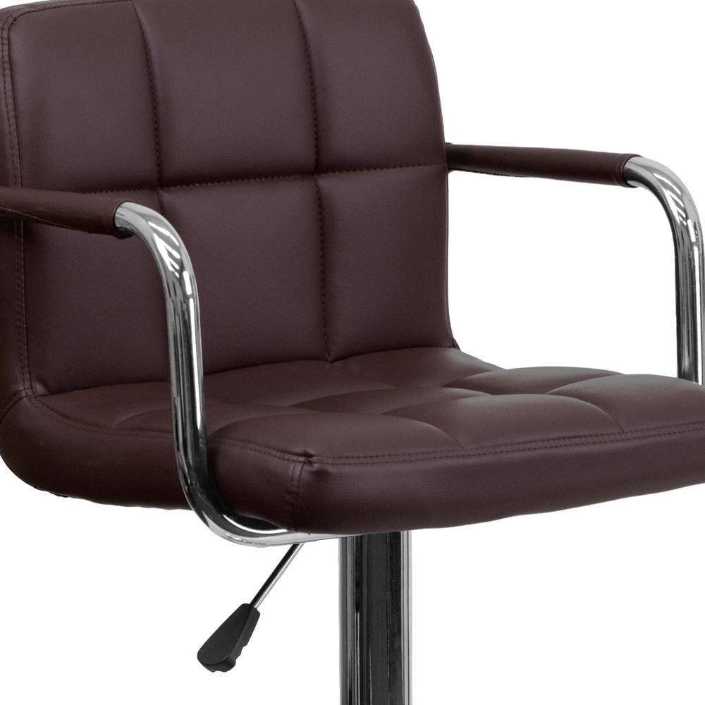 Flash Furniture Contemporary Quilted Vinyl Adjustable Height Barstool with Arms and Chrome Base