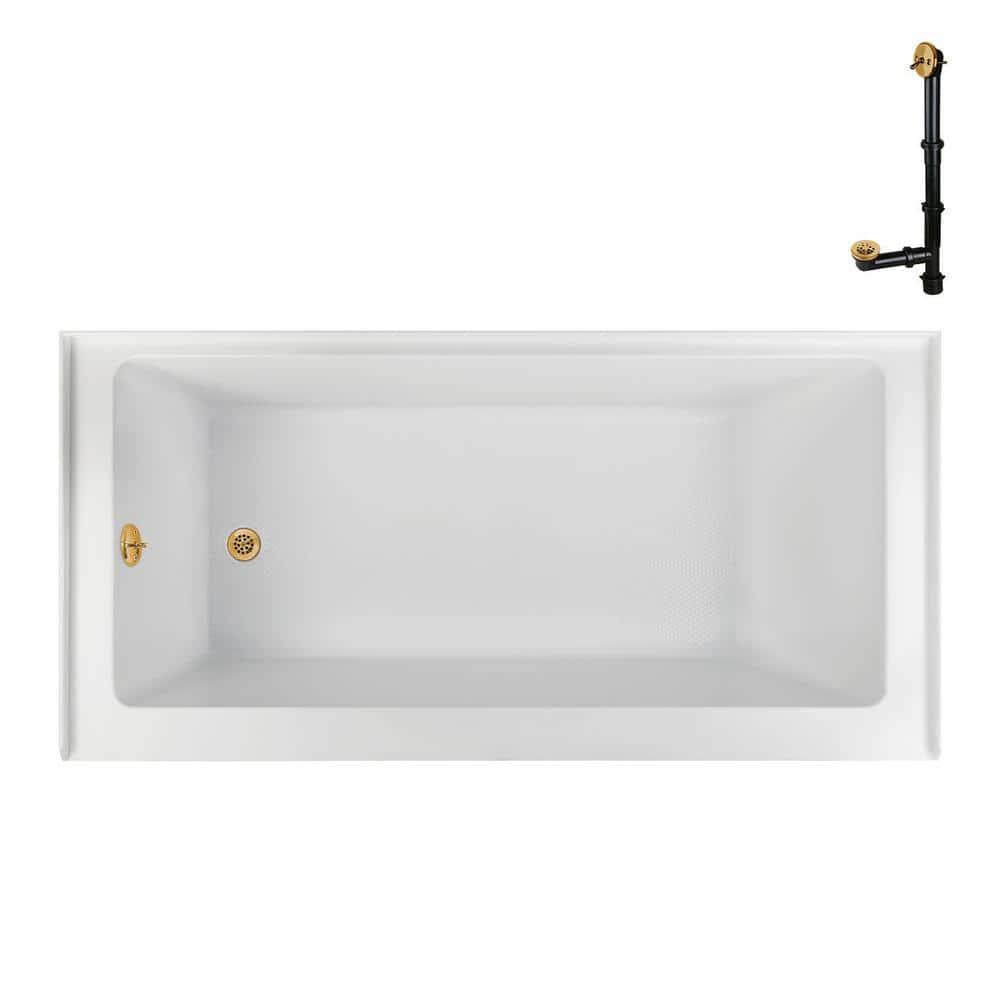 Streamline Bath Streamline 60 in. x 32 in. Acrylic Left-Hand Drain Alcove Bathtub in Glossy White With External Drain NAL-5560-BGL