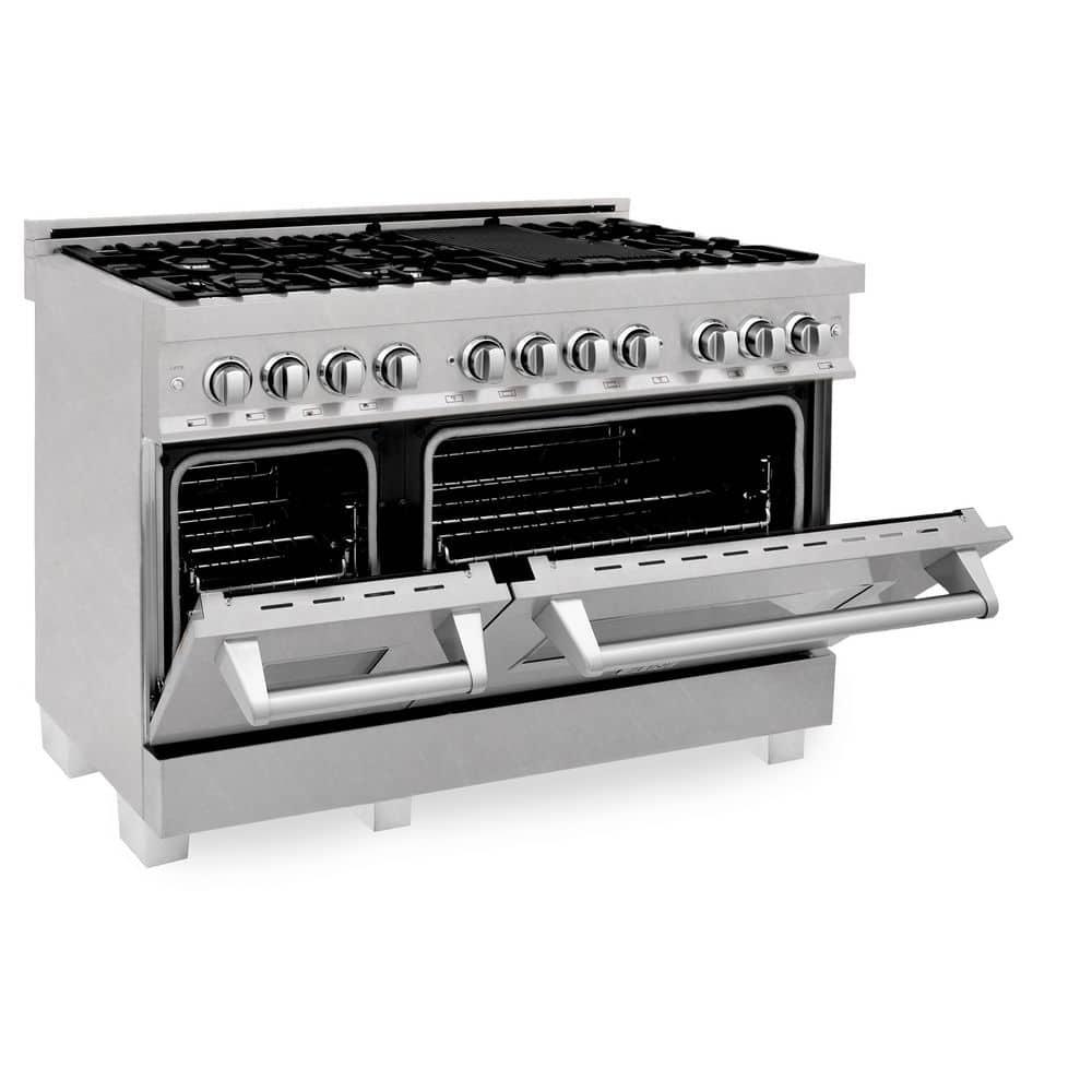 ZLINE 48 in. 6.0 cu. ft. Legacy Dual Fuel Range W/ 7 Burner Gas Cooktop & 2 Electric Ovens in Stainless Steel (RA48)