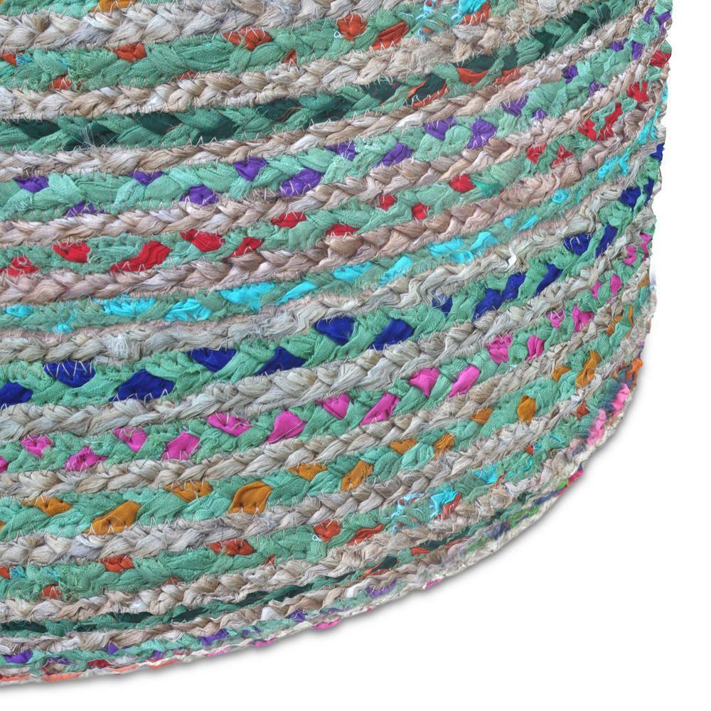 Simpli Home Margo 20"W Cotton and Jute Boho-style Pouf