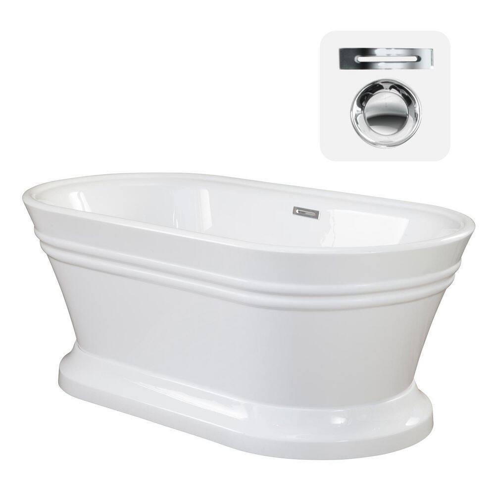 Solace 59.1'' x 29.5'' Freestanding Soaking Acrylic Bathtub