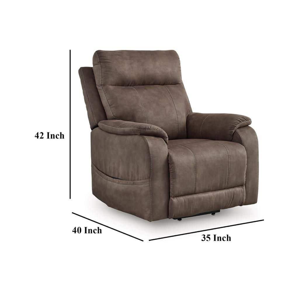 Gray Faux Leather Power Recliner Chair with Massage and Heat