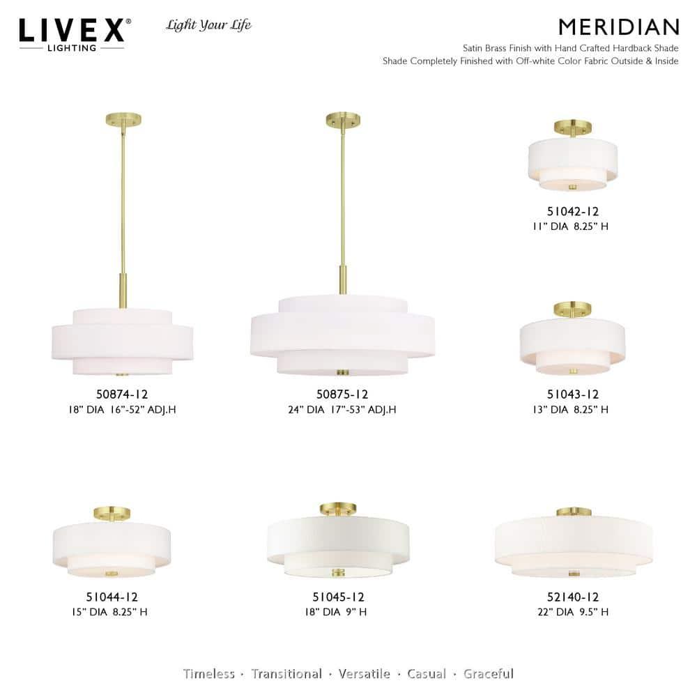 Livex Lighting Meridian 4 - Light Chandelier in  Satin Brass