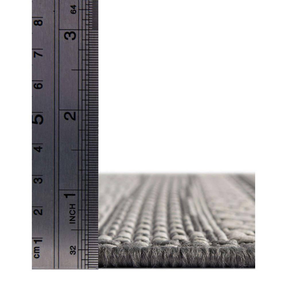 Unique Loom Outdoor Border Collection Area Rug - Lines (6' 1" Square Gray/Silver)