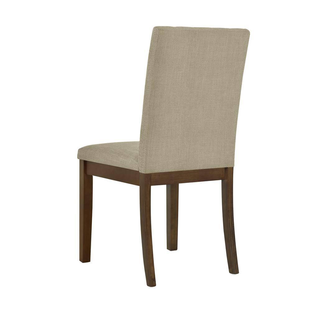 510 Design Set of 2 Everly Upholstered Channel Back Dining Chairs Dark Taupe: Polyester & Linen, Wood Legs