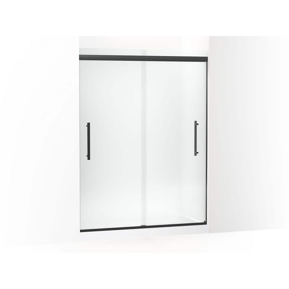Pleat Frameless Sliding Shower Door, 79-1/16 In. H X 54-5/8 - 59-5/8 In. W, With 5/16 In. Thick Frosted Glass