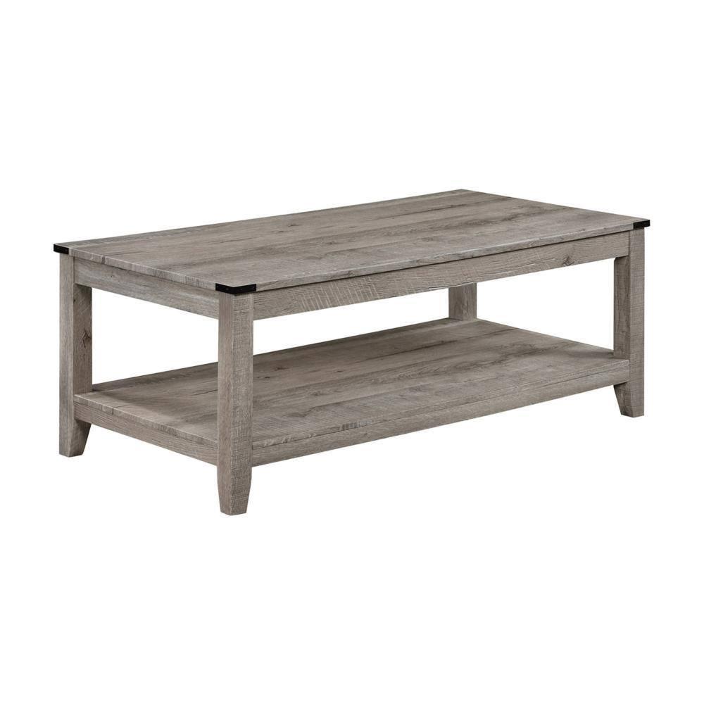 Benjara Hilton 3 Piece Coffee and End Table Set, Wood, Storage Shelf, Beige Finish