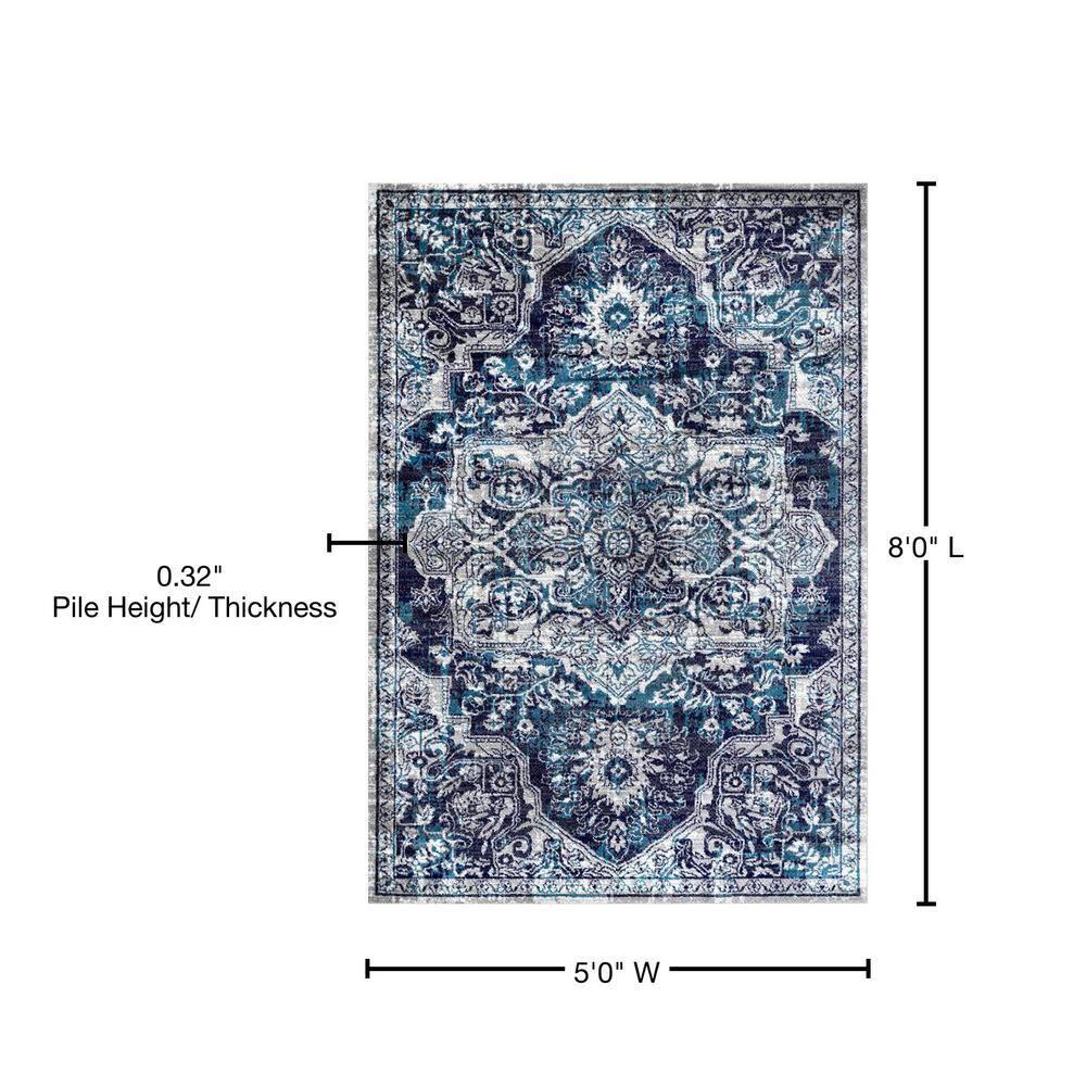 Nuloom Maryanne Geometric 5x8 Indoor Area Rug for Living Room Bedroom Dining Room Kitchen, Blue/Ivory