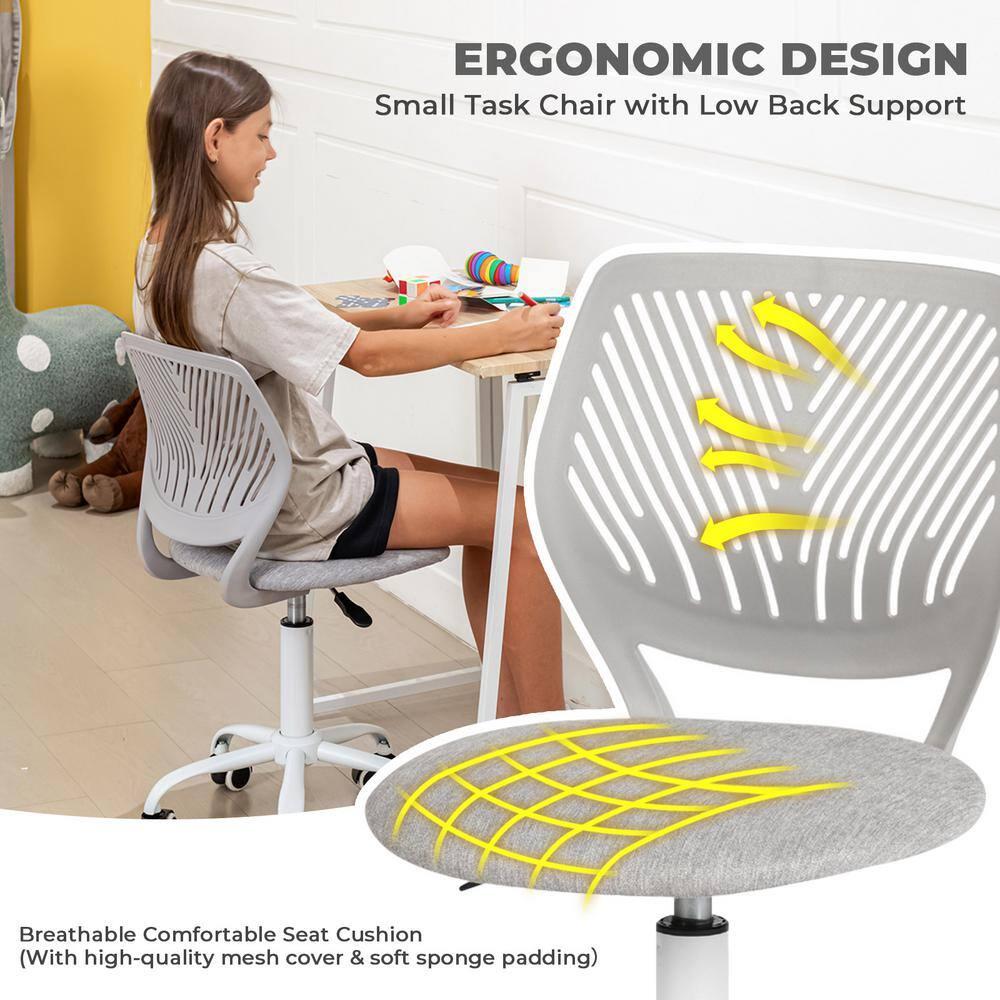 Homycasa Teen Fabric Task  Small Space Mesh Ergonomic Swive Chair-Grey