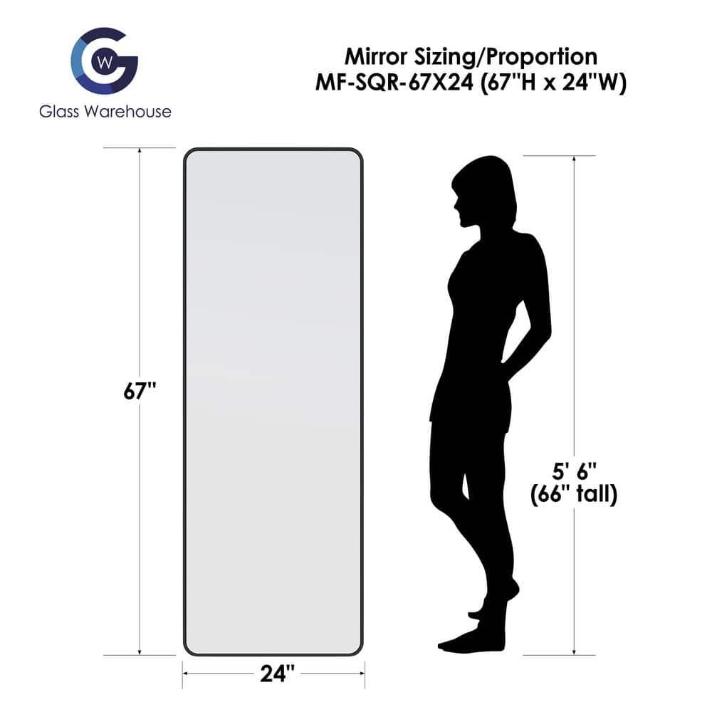Trinity 24 in. x 67 in. Square Radius Mirror