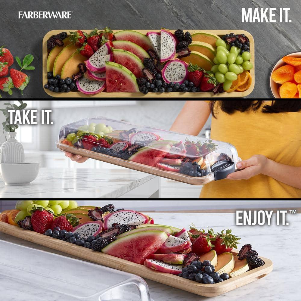 Farberware Farberware Build-A-Board 11 x 14 in. Bamboo Charcuterie Board With Locking Lid