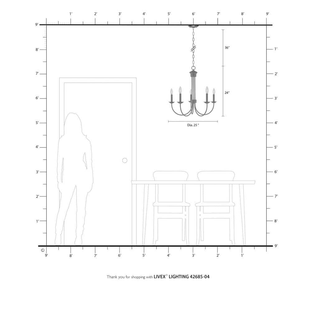 Livex Lighting Estate 5 - Light Chandelier in  Black