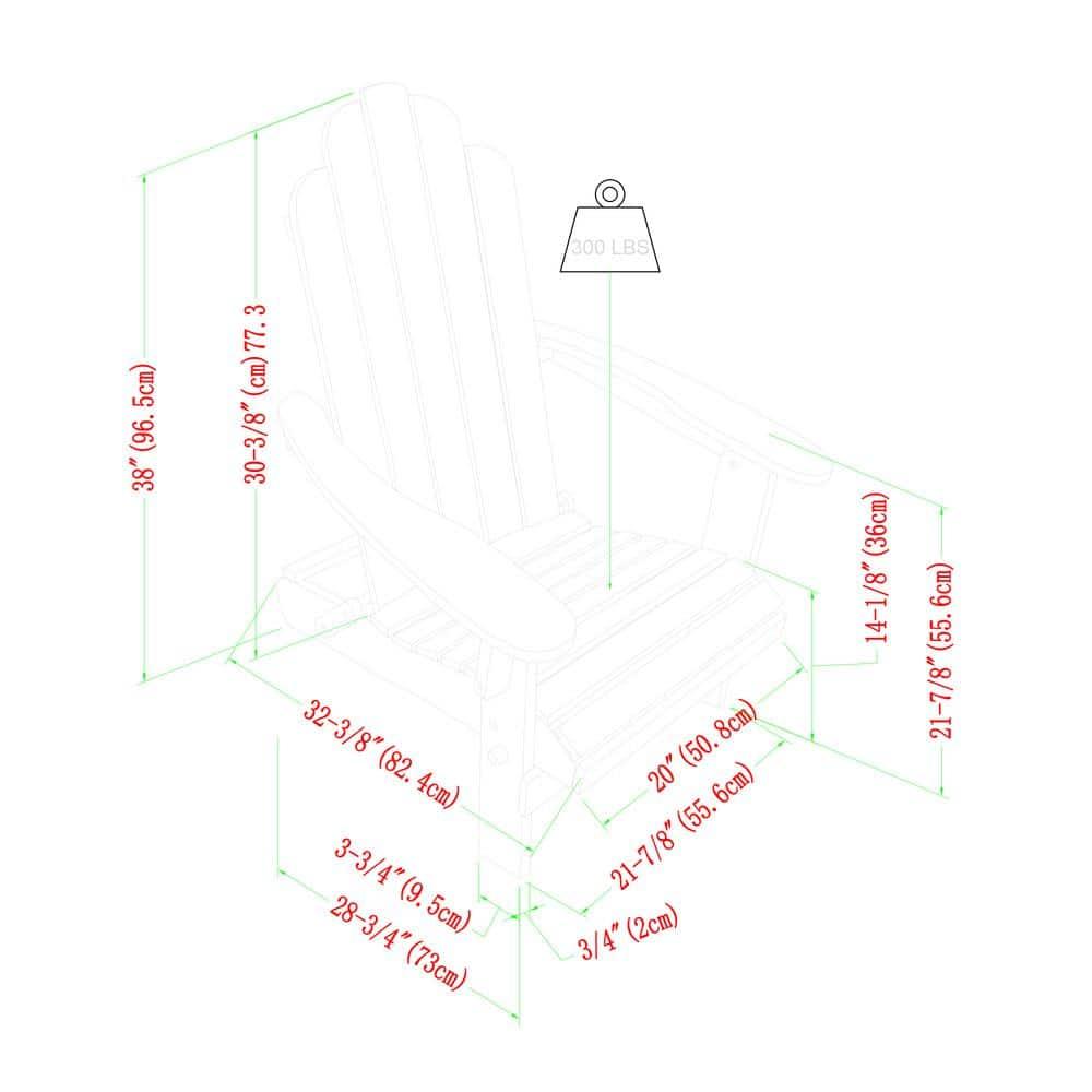Foldable Acacia Wood Adirondack Chair for Outdoor Patio