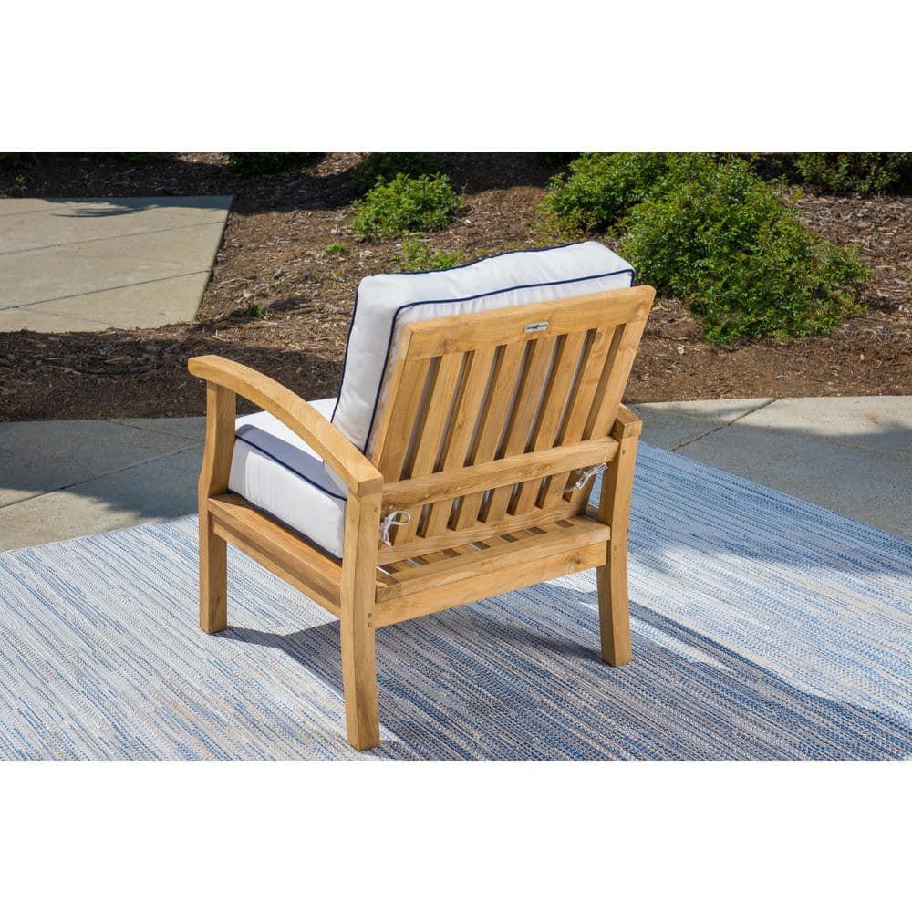 Jakarta Teak 5 Piece Sofa Set with Sofa, 2 Club Chairs, Coffee Table and Side Table, Canvas Cushions