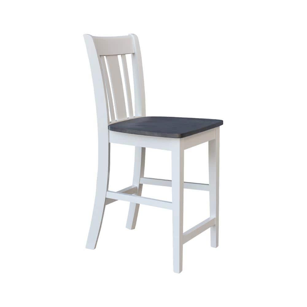 24" San Remo Counter Height Barstool White - International Concepts: Hardwood Frame, Armless Design, Fixed Seat