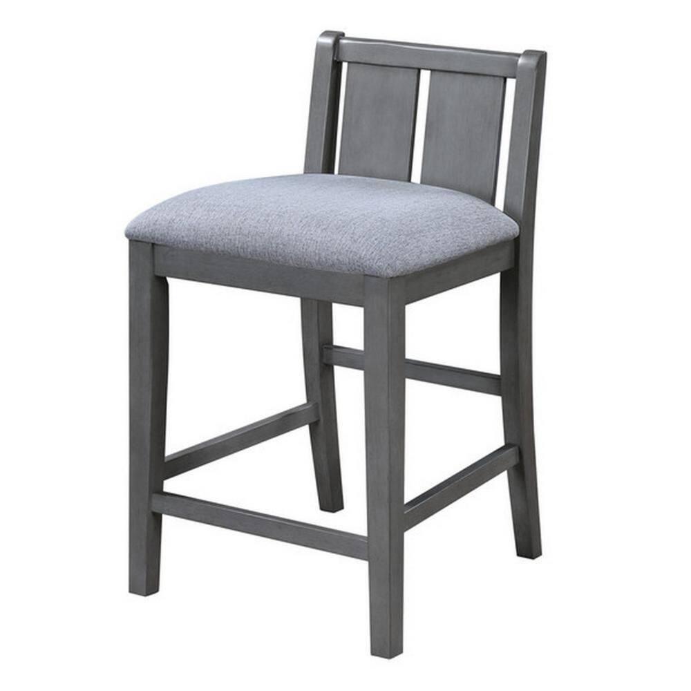 Benjara Ham 3 Piece Counter Height Compact Dining Table, Chair Set, Gray Wood