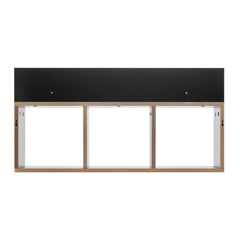 Danya B. 31.5" x 15.7" Modern 3 Cube Floating Wall Shelf with Display Ledge Black: Mid-Century Style, MDF & Iron