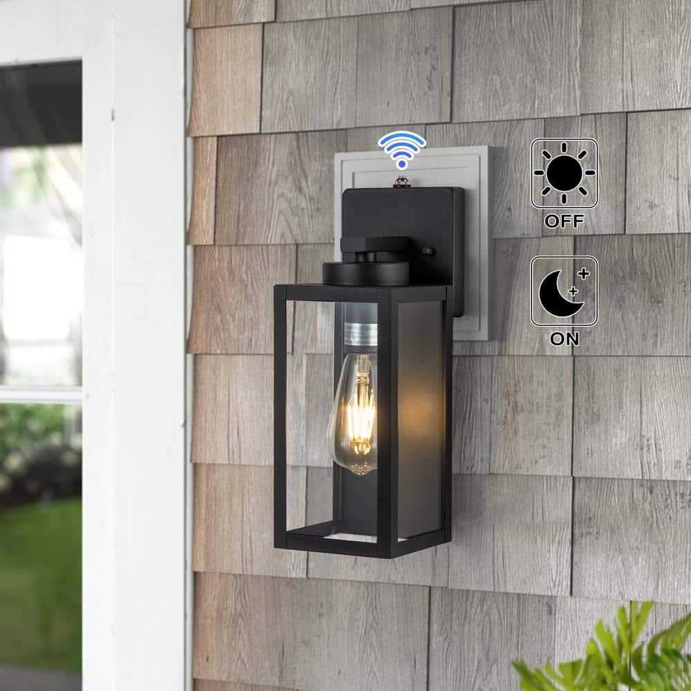 C Cattleya 2 Pack Matte Black Outdoor Wall Lights with Dusk to Dawn Sensor