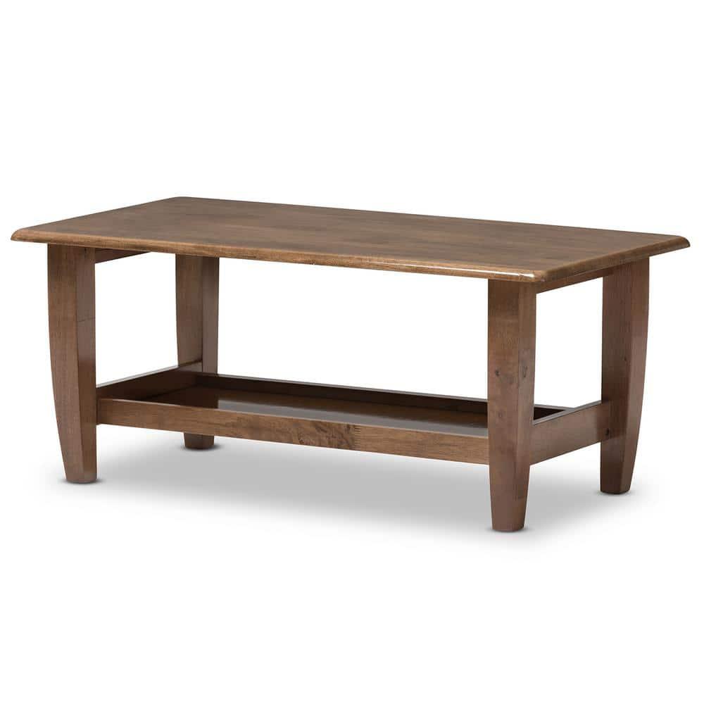 Pierce Mid-Century Modern Finished Coffee Table: Rubberwood Shelf, Lounge Style - Baxton Studio
