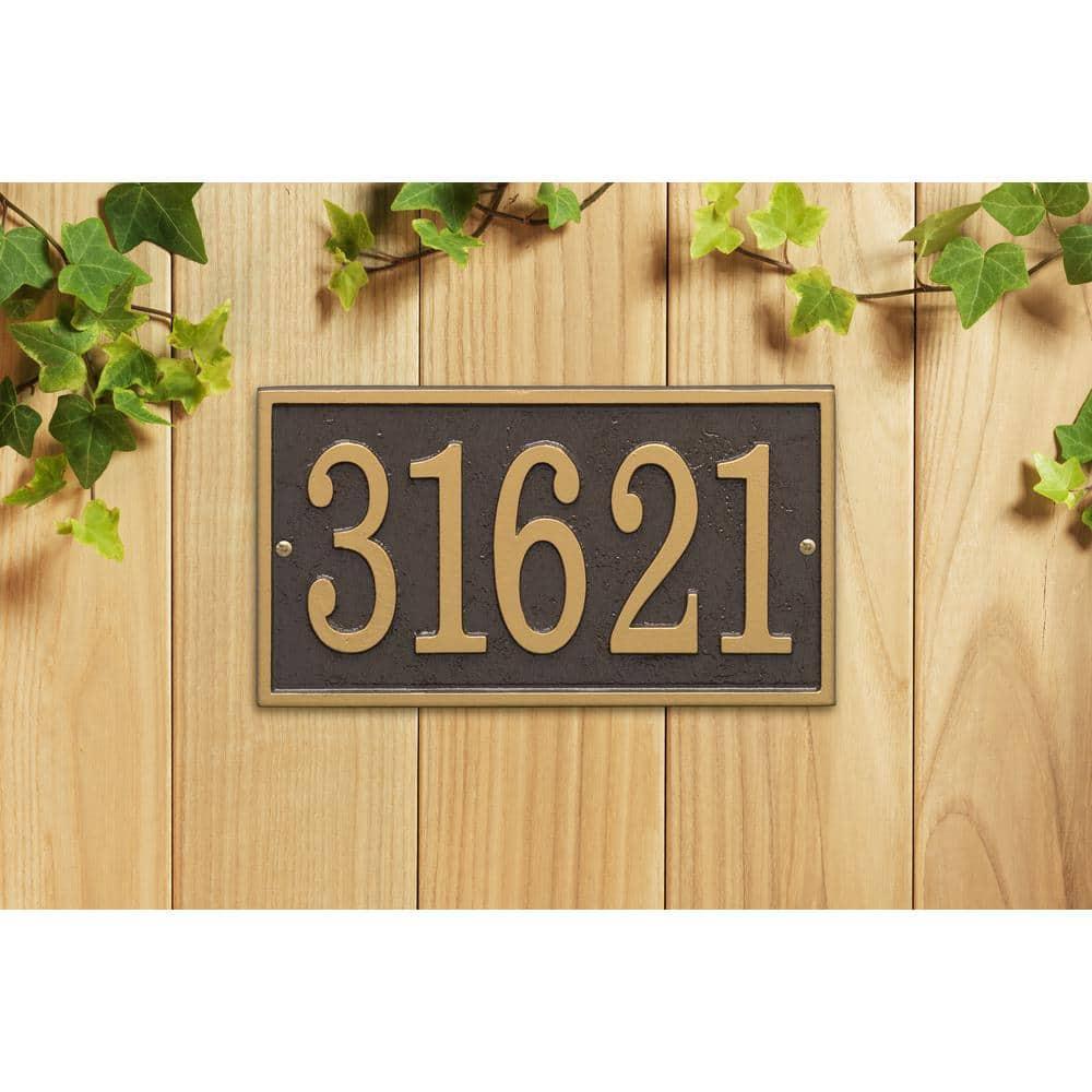 Bronze and Gold Rectangular Metal Address Plaque