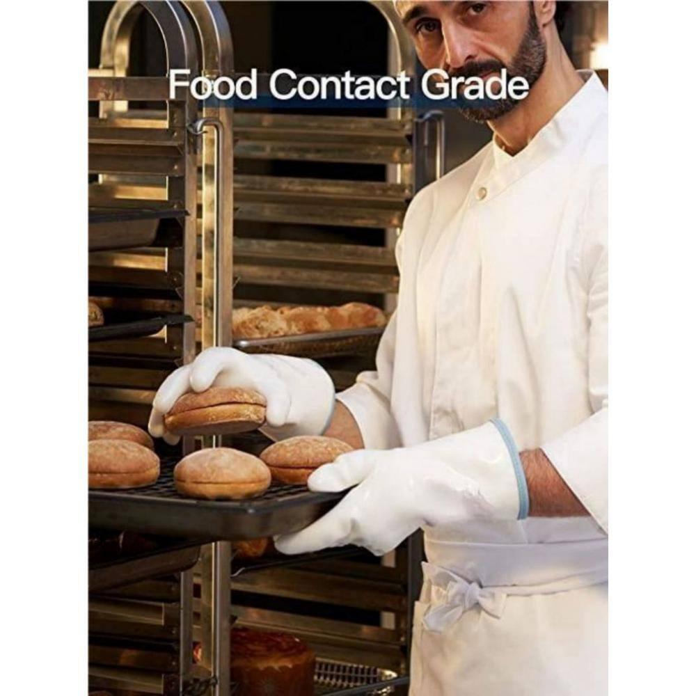 LANON Protection Wahoo Liquid Silicone Smoker Oven Gloves, Food-Contact Grade, Heat Resistant Gloves for Cooking, Grilling, Baking, White, L/9