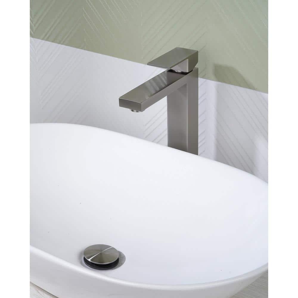 High Arc Single Handle Single Hole Bathroom Faucet With Drain Kit