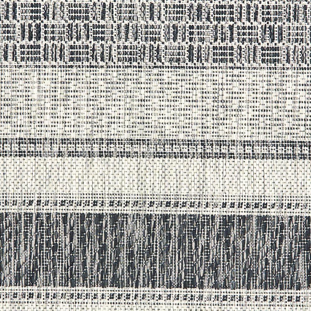 Grey and Black Stripe Synthetic Rectangular Rug