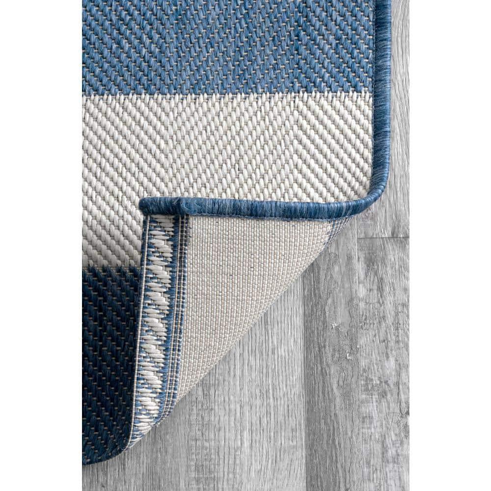 Nuloom Alexis Striped 3x5 Indoor/Outdoor Accent Rug for Living Room Patio Deck Front Porch Entryway Kitchen, Blue/Ivory
