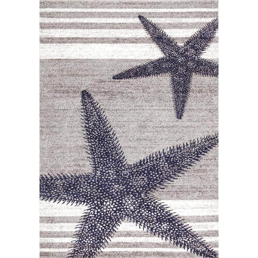 Nuloom Starfish Animal Print 4x6 Indoor Area Rug for Living Room Bedroom Dining Room Kitchen, Grey/Blue