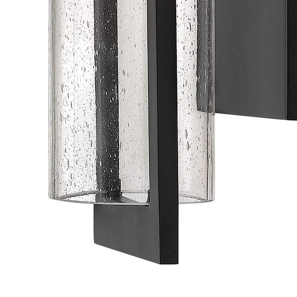 Sleek Black Outdoor Wall Sconce with Clear Seedy Glass