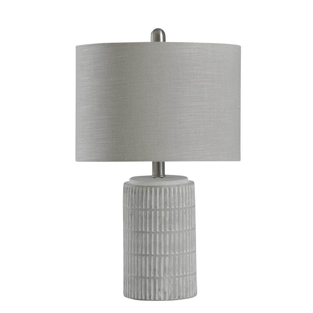 Joni Table Lamp Distressed Gray - StyleCraft: Ceramic Body, Polyester Drum Shade, UL Listed