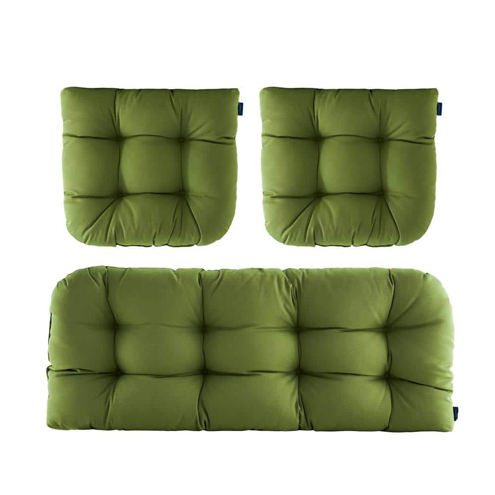 BLISSWALK Outdoor Chair Cushions,3 Pieces Wicker Cushion Set Set,44"x19"x5",Tufted Loveseat Outdoor Cushions for Patio Furniture All Weather,Dark Brown