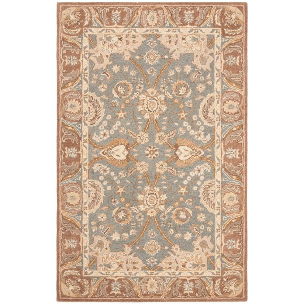 Anatolia AN558 Hand Tufted Indoor Area Rug - Teal/Camel - 6'x9' - Safavieh
