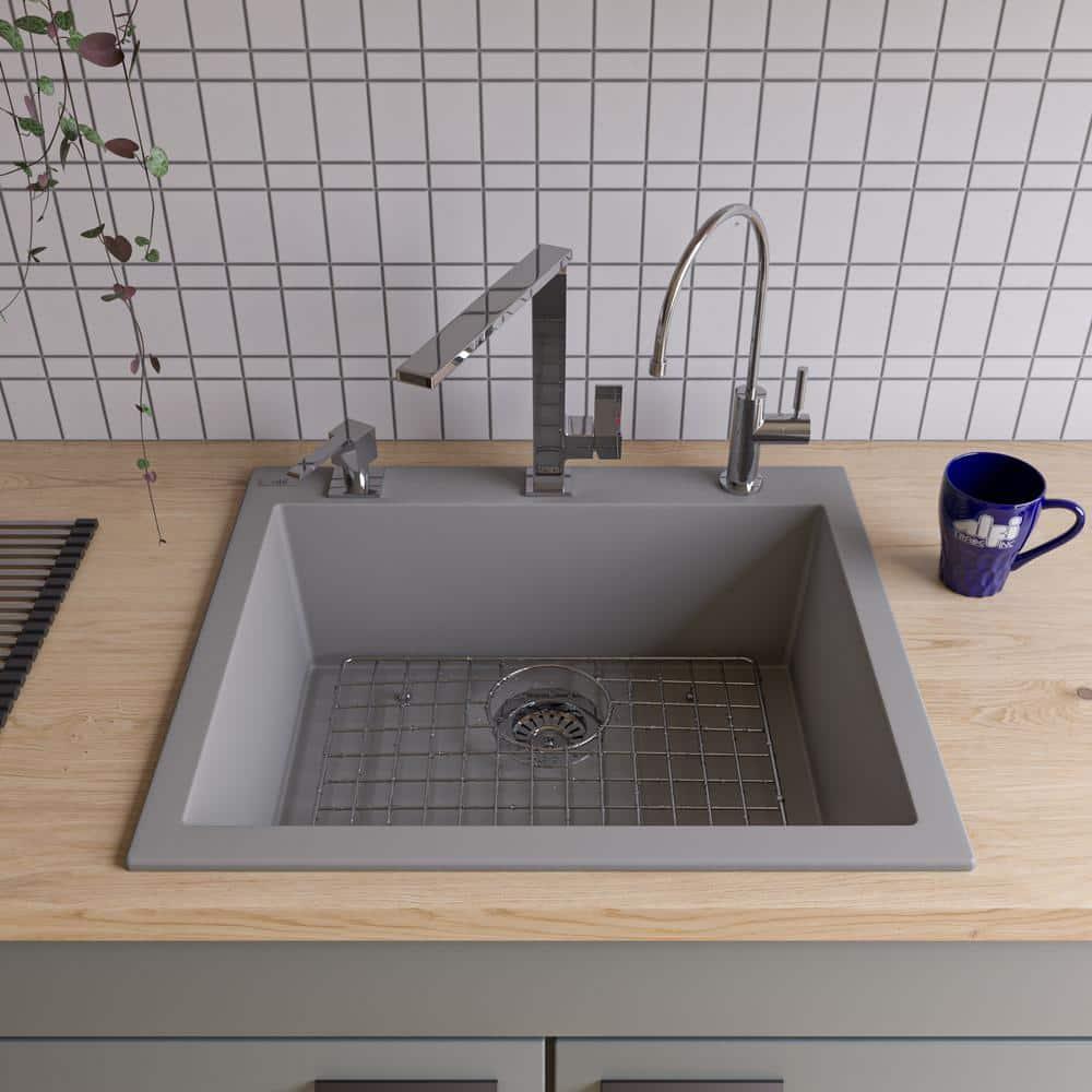 23.63'' L Drop-In Single Bowl Granite Kitchen Sink