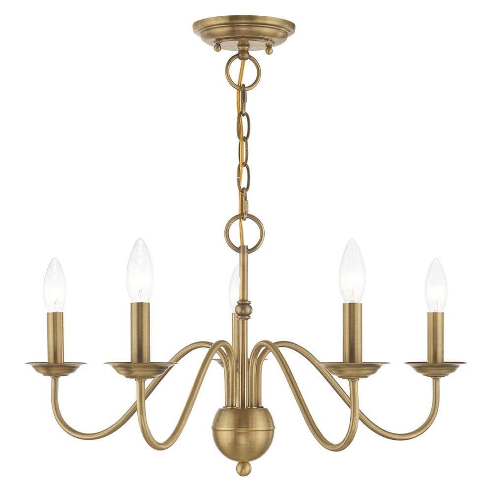 Livex Lighting Windsor 5 - Light Chandelier in  Antique Brass