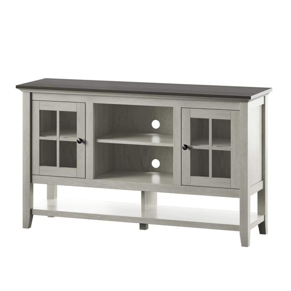 Twin Star Home TV Stand for TVs up to 60" with Windowpane Cabinet Doors