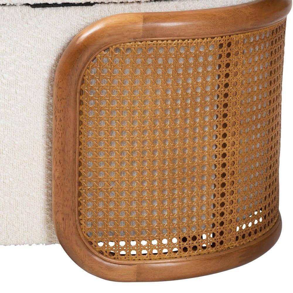 Baxton Studio Basira Boucle Fabric Storage Bench: Lift-Top, Oval, Japandi Style
