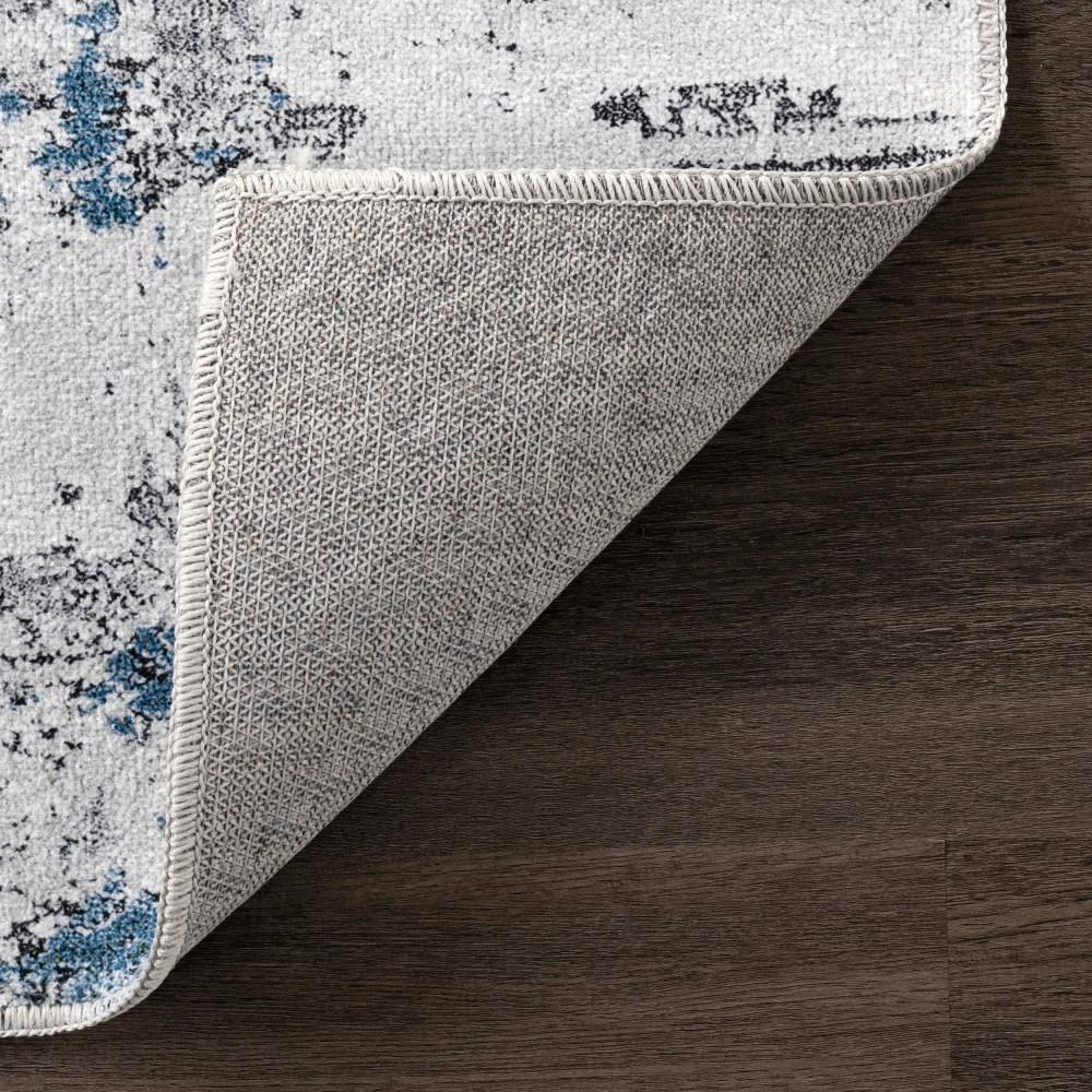 Nuloom Dali Abstract 4x6 Machine Washable Indoor Area Rug for Living Room Bedroom Dining Room Kitchen, Blue Grey/Ivory