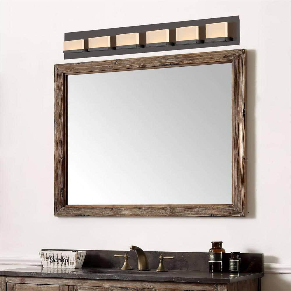 Kira Home Everett 48" 60W Integrated LED Bathroom / Light, Rectangular Acrylic Lenses, 3000k Light, Oil Rubbed Bronze