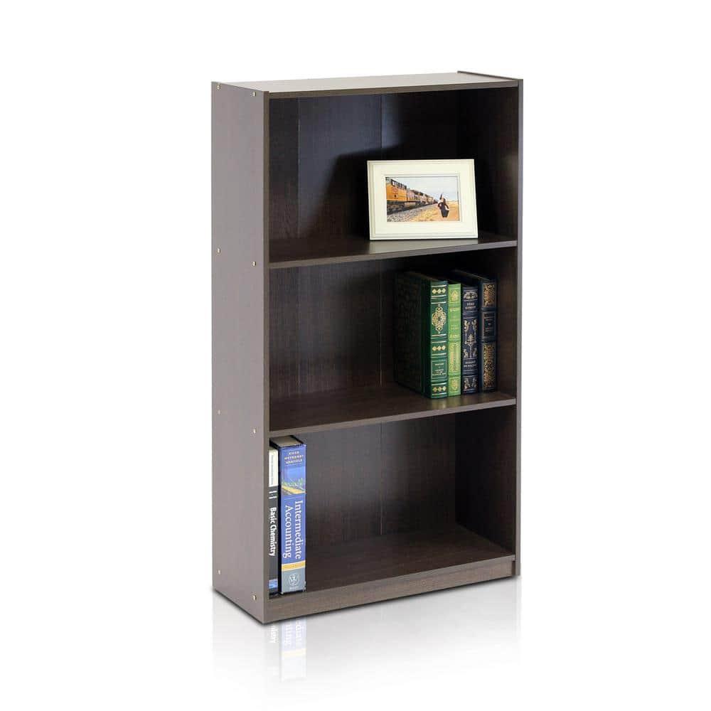 Furinno Basic 3 - Tier Bookcase Storage Shelves, Dark Brown