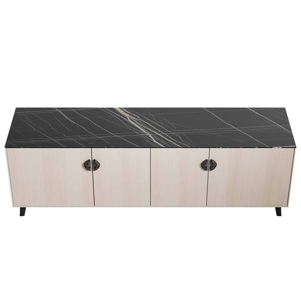 Manhattan Comfort 78.7" Haley Sideboard White/Black Marble