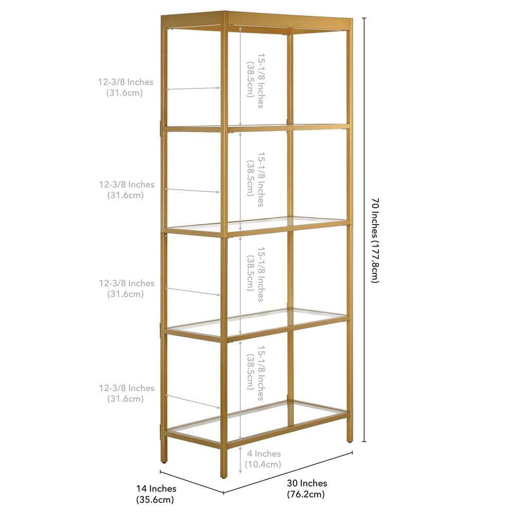Evelyn&Zoe Alexis 30" Wide Rectangular Bookcase, Brass