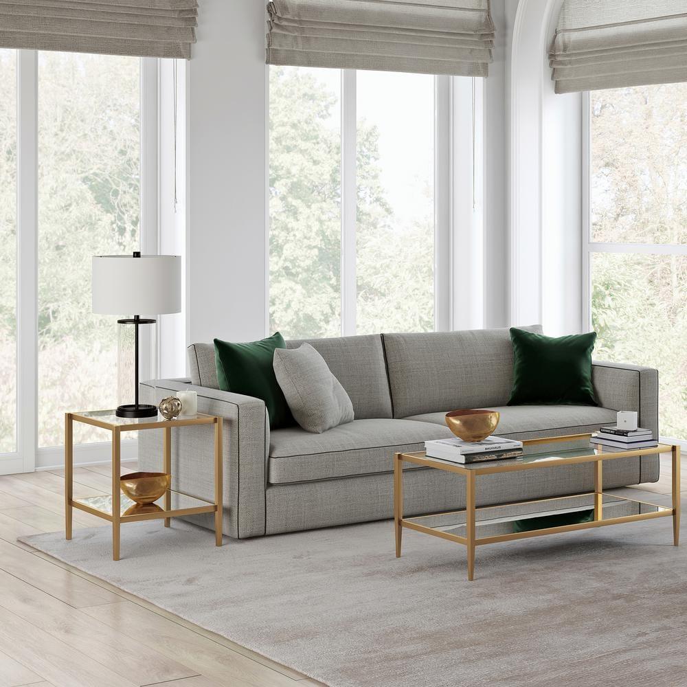 Evelyn&Zoe 20" Brass Metal/Glass Side Table