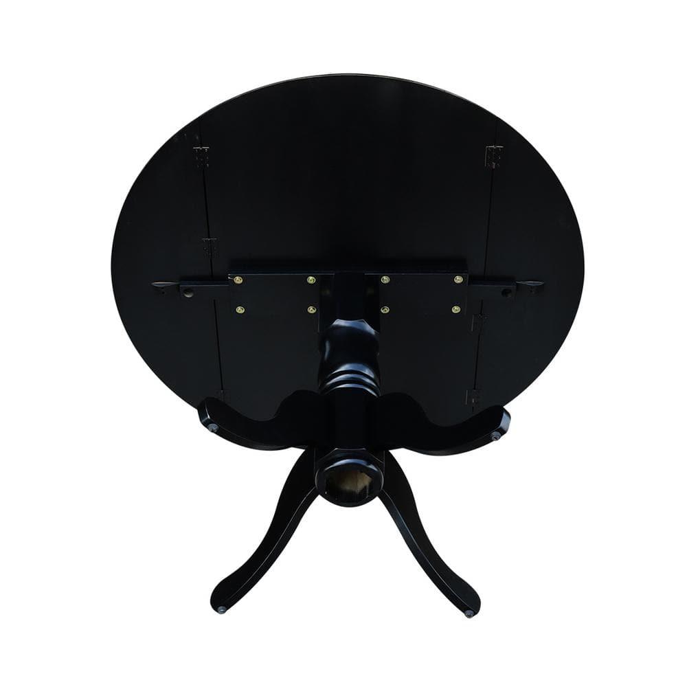 International Concepts Solid Wood 5-Piece Dining Set with 42 in. Dual Drop Leaf Table and 4 Slat Back Dining Chairs in Black