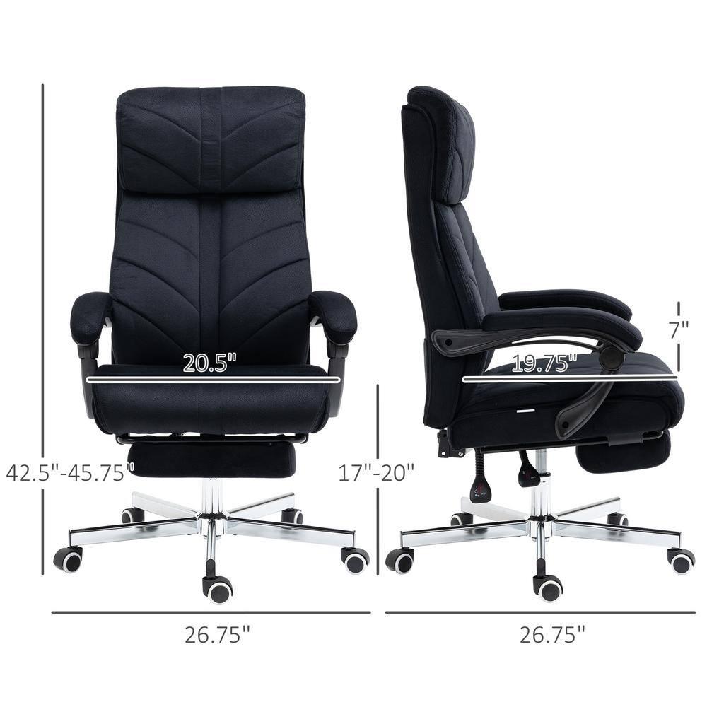 Vinsetto High-Back Ergonomic Office Chair with Footrest, Microfiber Computer Chair with Reclining Function and Armrest, Executive Office Chair, Black