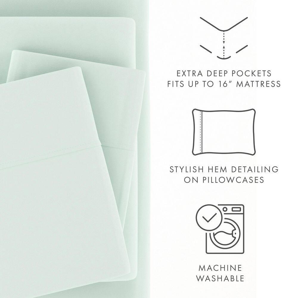 Mint Solid Deep Pocket Twin Microfiber Sheet Set